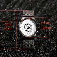 Unique Watche Men Fasion Turntable No Pointer Quartz Watch Clock Mesh Band Male Wristwatch Relogio Masculino Gift For Men