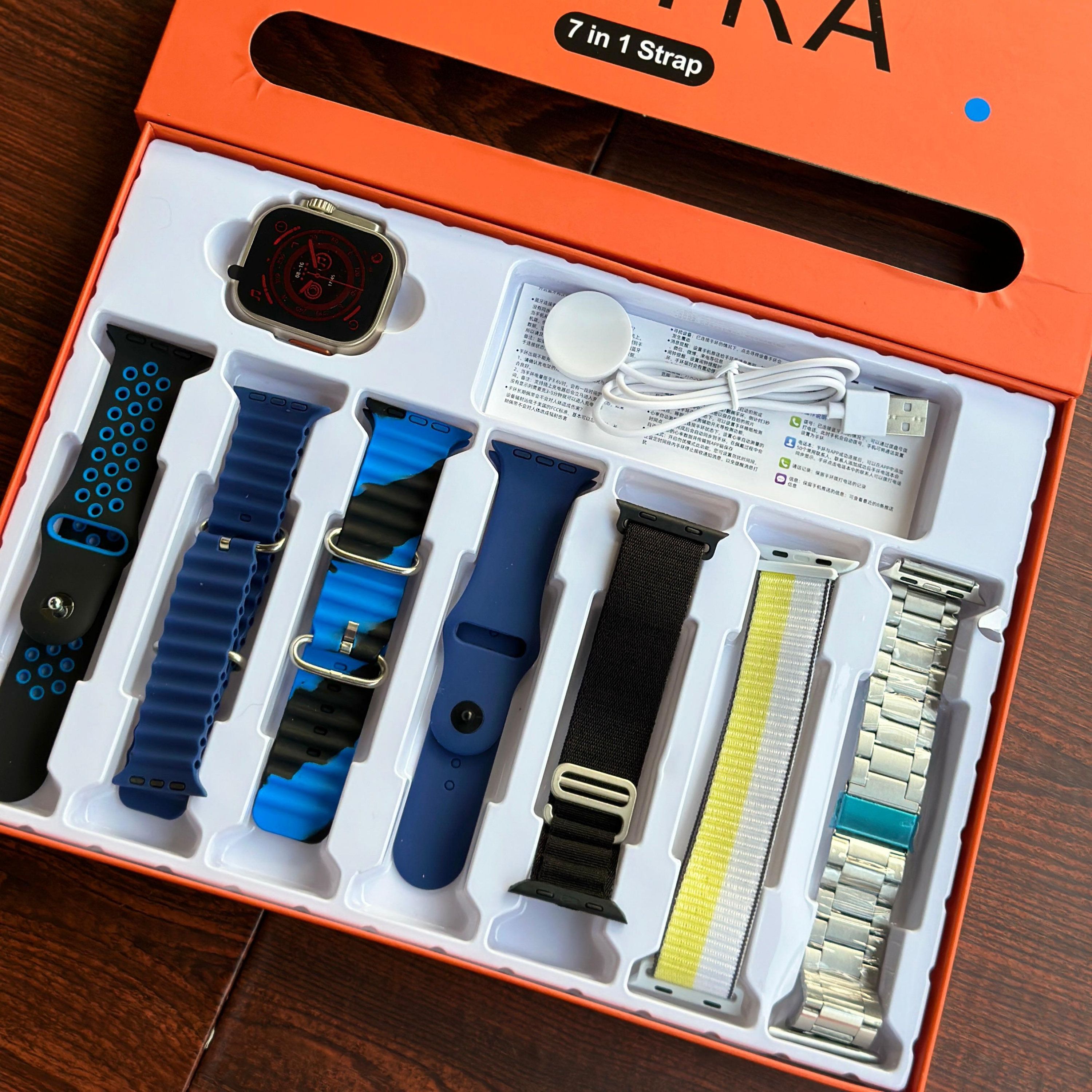 7 in 1 Strap Series 8 Ultra 49 MM Smartwatch 7 Straps Premium Straps
