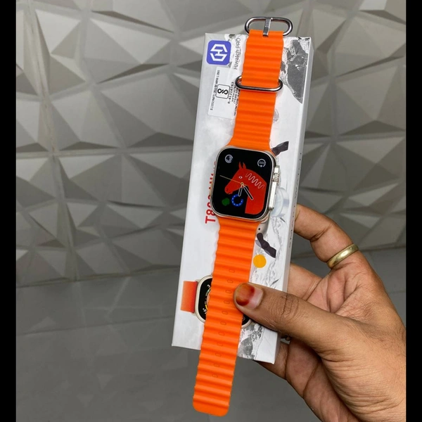 Buy 1 Get 1 Free Combo Offer, Budget Friendly T800 Series 8 Ultra Smartwatch | Aluminium Case Best Quality - Orange