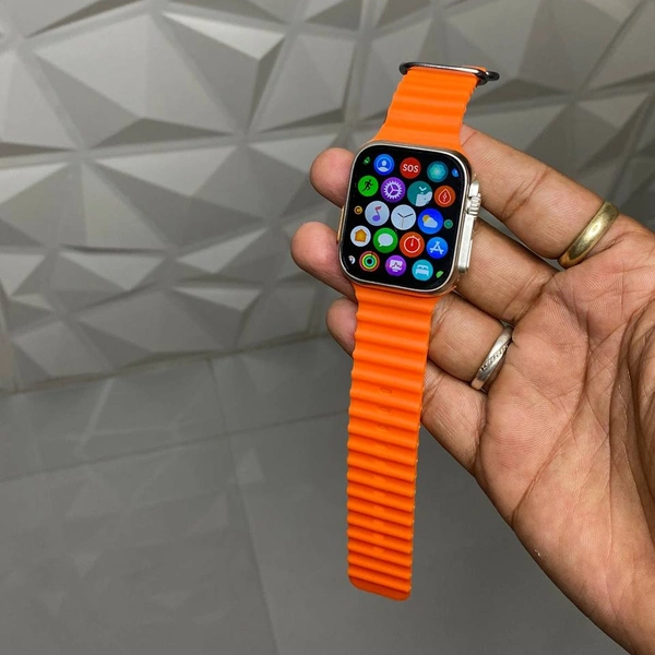 Buy 1 Get 1 Free Combo Offer, Budget Friendly T800 Series 8 Ultra Smartwatch | Aluminium Case Best Quality - Orange