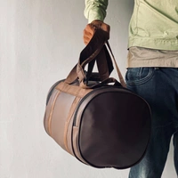 New retro small round bucket bag men and women casual trend single backpack pu leather shoulder messenger bag