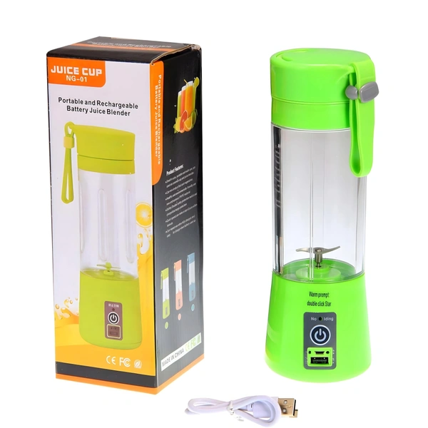 USB Portable Juicer (380 ML) with Rechargeable Battery (2000 mAh) NG-01 Juicer Mixer Grinder (1 Jar, Green)