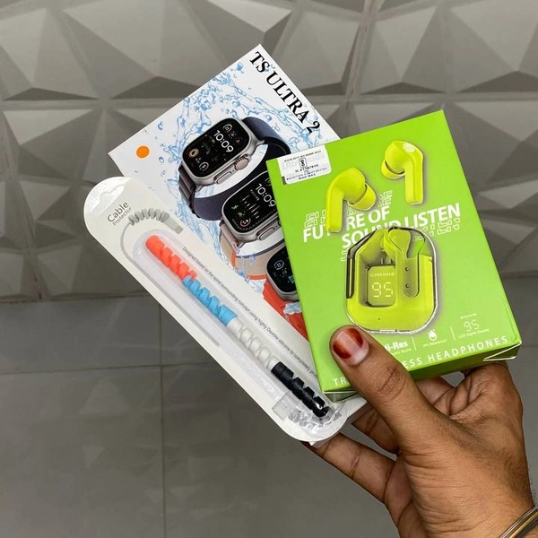 2024 New Combo Budget Combo, TS Ultra 2 Watch, Ultra Pod Original Buds With Cable Protector - GVC1