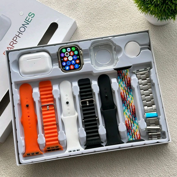 I20 ultra max suit smart watch set combination wrist earphone, watch i20ultra i20 ultra max suit smartwatch 10 in 1 - Silver