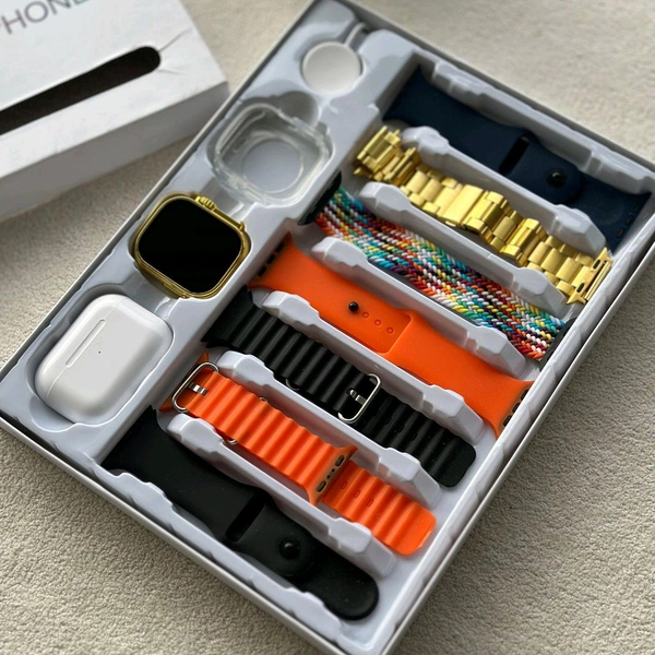 I20 ultra max suit smart watch set combination wrist earphone, watch i20ultra i20 ultra max suit smartwatch 10 in 1 - Gold