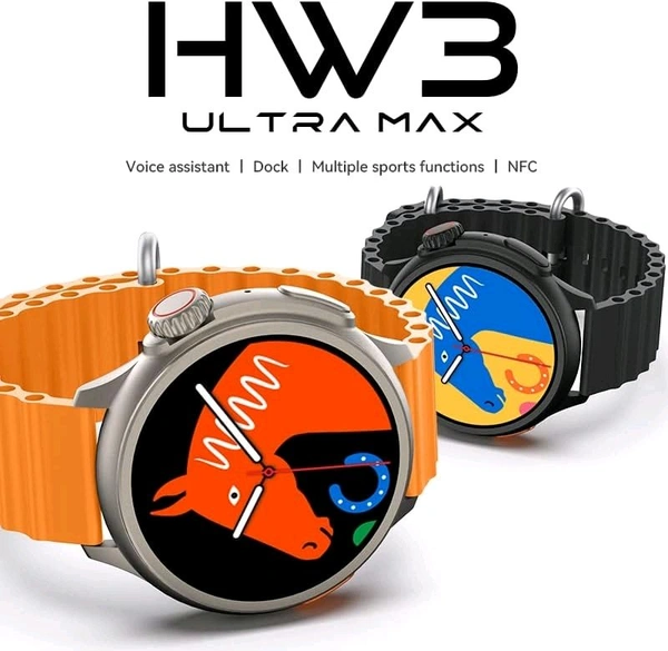 Wearfit HW3 Ultra Max SmartWatch Men 1.52" Round Screen NFC Bluetooth Call 90+ Sport Mode Fitness Smart Watch - Orange
