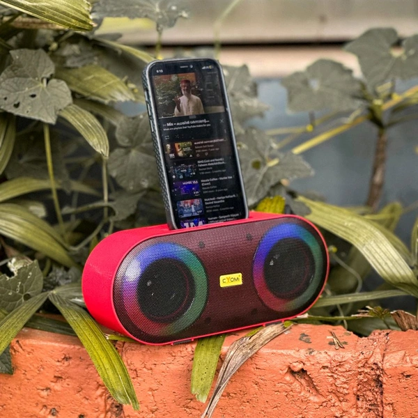 High-Quality Party Speaker with Long Battery Life up to 8 Hours 10 W Bluetooth Soundbar, 2.0 Channel - Red
