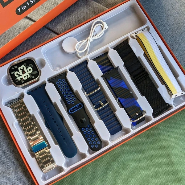 7 in 1 Strap Series 8 Ultra 49 MM Smartwatch Combo Pack, Hiwatch Application, 7 High Quality Straps, Best Quality Smartwatch - SRC1