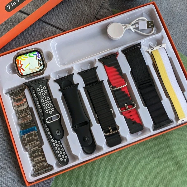 7 in 1 Strap Series 8 Ultra 49 MM Smartwatch Combo Pack, Hiwatch Application, 7 High Quality Straps, Best Quality Smartwatch - SRC2