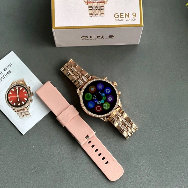 Smartwatch Generation 9 - 2024 Diamond Design With Dual Belts | One Silicon Strap And One Metal 