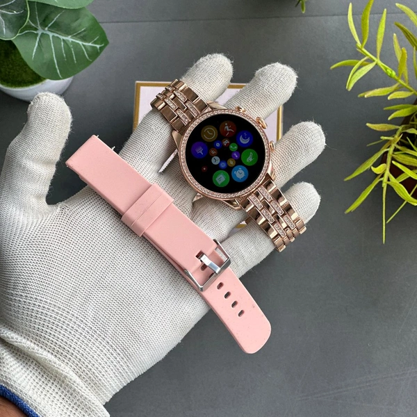 Smartwatch Generation 9 - 2024 Diamond Design With Dual Belts | One Silicon Strap And One Metal 