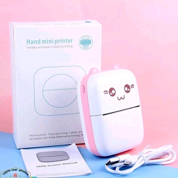 Mini Thermal Printer with 1 Roll Paper Portable Phone Study Printer for Pictures, Photos Journals DIY Compatible with Phone