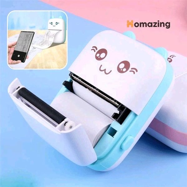 Mini Thermal Printer with 1 Roll Paper Portable Phone Study Printer for Pictures, Photos Journals DIY Compatible with Phone