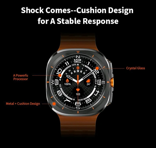 JS Watch 7 Ultra Amoled Display 47mm IP68 Waterproof Bluetooth Call Compass Wireless Charger Smart Watch - SRS3, 1 Month Cybzone Warranty