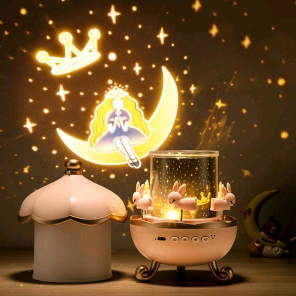 Kids Night Music Projector Lamp – 6 Projection Styles, 5 Music Tracks & Multi-Color Light Modes