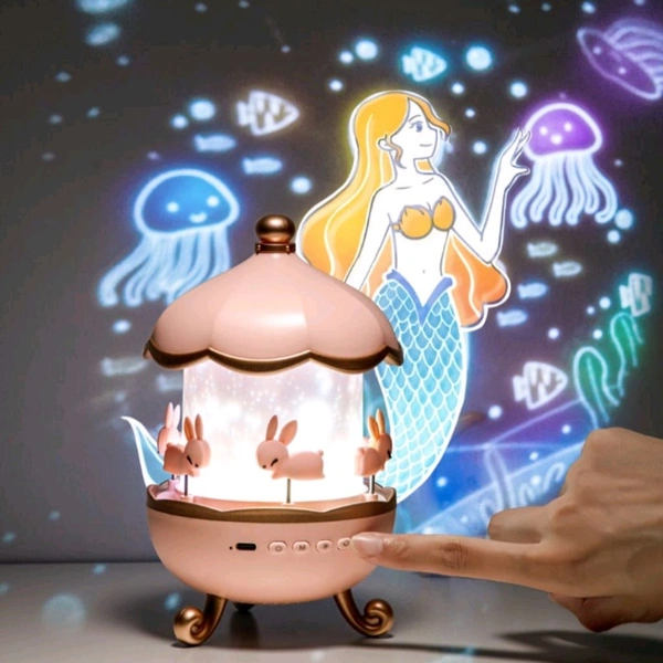 Kids Night Music Projector Lamp – 6 Projection Styles, 5 Music Tracks & Multi-Color Light Modes