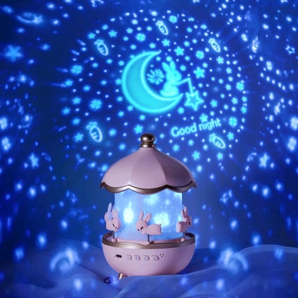 Kids Night Music Projector Lamp – 6 Projection Styles, 5 Music Tracks & Multi-Color Light Modes