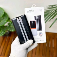 10000mAh Powerbank With 2 Build In Cables | Lithium Polymer Power Bank | Plastic Casing, Lightweight | Extra Ports | For Mobile, Earbuds, Smartwatch, Speaker, Tablet