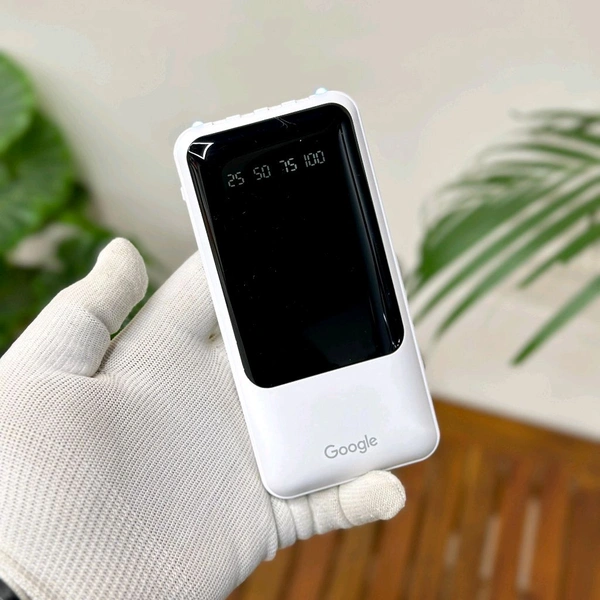 10000mAh Powerbank With 4 Build In Cables | Lithium Polymer Power Bank | Plastic Casing, Lightweight | Extra Ports | For Mobile, Earbuds, Smartwatch, Speaker, Tablet