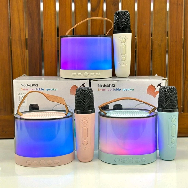 K52 RGB Light Karaoke Machine with 2 Wireless Mics for Kids, Girls/Boys Speaker 5 W Bluetooth Home Theatre (Multiple Color, 5 Way Speaker Channel) - SRB1