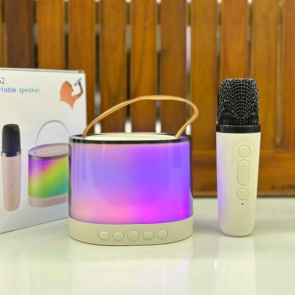 K52 RGB Light Karaoke Machine with 2 Wireless Mics for Kids, Girls/Boys Speaker 5 W Bluetooth Home Theatre (Multiple Color, 5 Way Speaker Channel) - SRB3