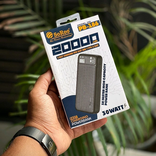 Original Soroo PB-186 30 Watt 20000mah Portable Powerbank - 1 Month Cybzone Warranty