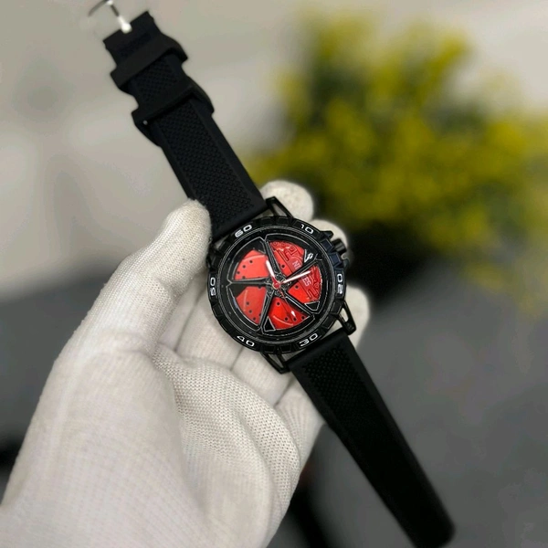 Car Wheel Watch, Mens Wristwatch with Spinning Car Rim Hub Design, Quartz Movement, Water Resistant, Scratch Resistant Gifts for Car Enthusiasts - SRV1