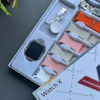 Watch X 7 in 1 SmartWatch Combo Pack | Smart Watch with 7 Straps | 49 mm 2.8 inch HD Display | Bluetooth Calling | Compatible with All Android & iOS (Multicolor Strap) - Gray