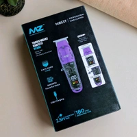 MZ M853T (PROFESSIONAL HAIR TRIMMER)Transparent Graffiti Blade With LED Display Trimmer 180 min Runtime 3 Length Settings (Pink)