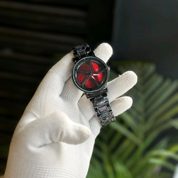Gyro Spinning Car Alloy Rim Wheel Watch | Car Wheel Watch, Mens Wristwatch with Spinning Car Rim Hub Design, Quartz Movement, Gifts for Car Enthusiasts - SRW2