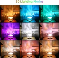 Romantic Projector Warm Ocean Wave Water Sixteen LED Night Light Projector 3D Water Wave Effect, Remote Control USB Crystal Table Lamp for Home Decor, Bedroom & Gift, Multicolor Light (Cube Shape) - Pack Of 2