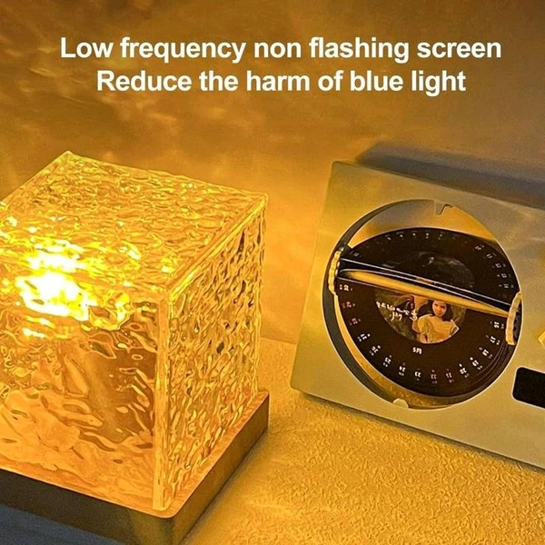 Romantic Projector Warm Ocean Wave Water Sixteen LED Night Light Projector 3D Water Wave Effect, Remote Control USB Crystal Table Lamp for Home Decor, Bedroom & Gift, Multicolor Light (Cube Shape) - Pack Of 2