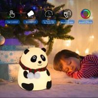 Cute Panda Silicon USB Rechargeable Night Light Lamp Night Lamp (8.5 cm, Multicolor)
