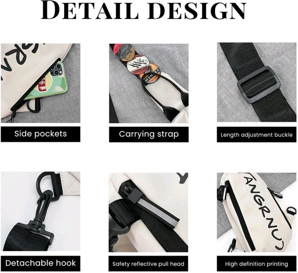  Beige Men & Women Sling Bag Waterproof Sling Large Shoulder Bag with Adjustable Strap Crossbody Bag for Men And Women - SRB1