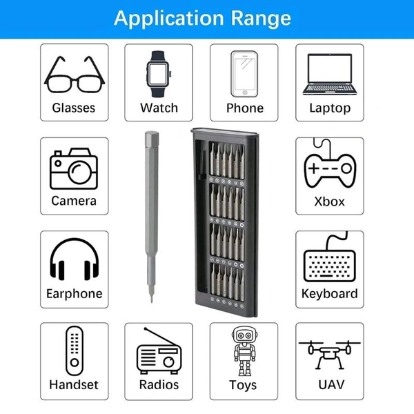 Eyeglasses, Computer, Electronic, Watch Repair Kit with Phillips and Star Tiny Screw Driver Home Kit (Colour: Black)
