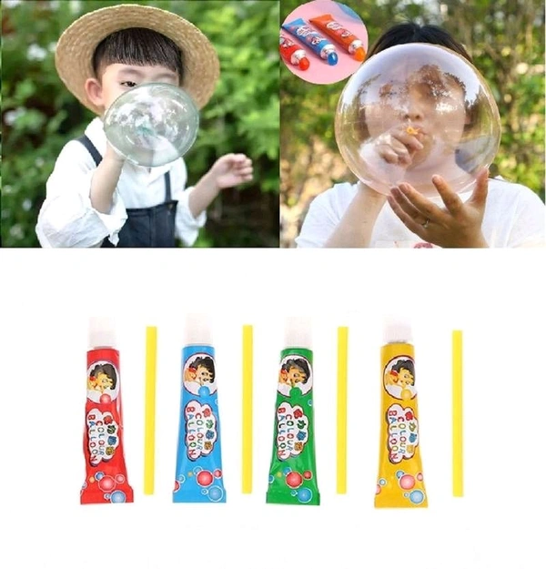 Large Colorful Plastic Balloon Great Original Bloonies Bubble Making, Bubbles DIY Crafting Childhood Nostalgia Toy for Gift (Multicolour Pack of 4 Tube).