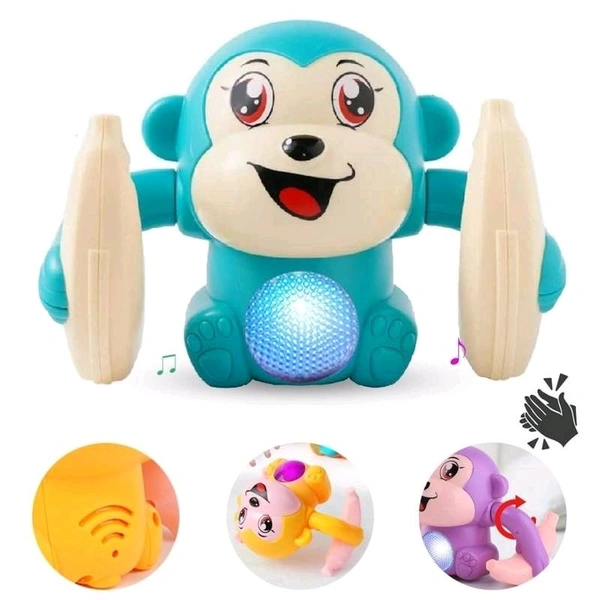 Naughty 360 Degree Rotation Dancing Monkey Musical Toy for Kids Baby Spinning Rolling Doll Tumble Monkey with Light, Musical Toys for Kids Banana Monkey.