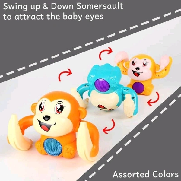 Naughty 360 Degree Rotation Dancing Monkey Musical Toy for Kids Baby Spinning Rolling Doll Tumble Monkey with Light, Musical Toys for Kids Banana Monkey.