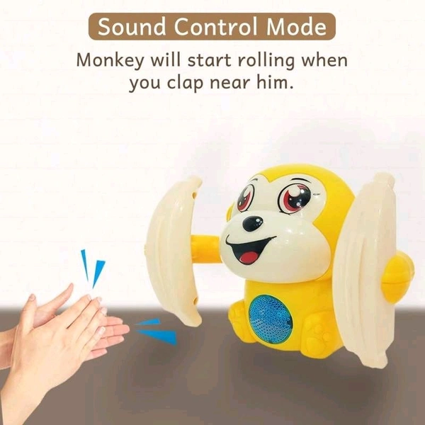 Naughty 360 Degree Rotation Dancing Monkey Musical Toy for Kids Baby Spinning Rolling Doll Tumble Monkey with Light, Musical Toys for Kids Banana Monkey.