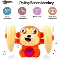 Naughty 360 Degree Rotation Dancing Monkey Musical Toy for Kids Baby Spinning Rolling Doll Tumble Monkey with Light, Musical Toys for Kids Banana Monkey.