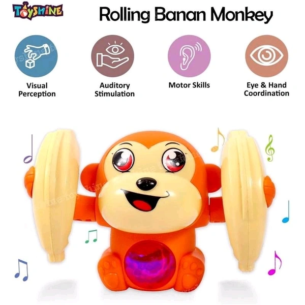 Naughty 360 Degree Rotation Dancing Monkey Musical Toy for Kids Baby Spinning Rolling Doll Tumble Monkey with Light, Musical Toys for Kids Banana Monkey.