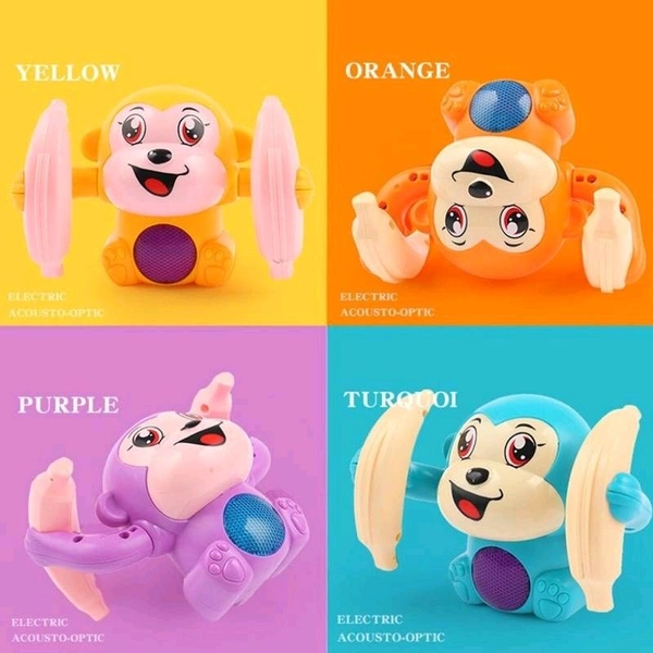 Naughty 360 Degree Rotation Dancing Monkey Musical Toy for Kids Baby Spinning Rolling Doll Tumble Monkey with Light, Musical Toys for Kids Banana Monkey.