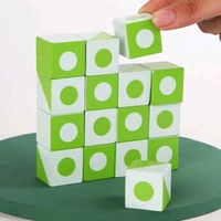 Wooden Pattern Cube 30 Geometric Shape Sorting Block Green/ Montessori Toys Toys for Kids.