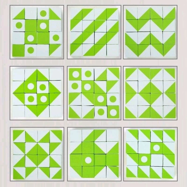 Wooden Pattern Cube 30 Geometric Shape Sorting Block Green/ Montessori Toys Toys for Kids.