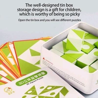 Wooden Pattern Cube 30 Geometric Shape Sorting Block Green/ Montessori Toys Toys for Kids.
