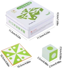 Wooden Pattern Cube 30 Geometric Shape Sorting Block Green/ Montessori Toys Toys for Kids.