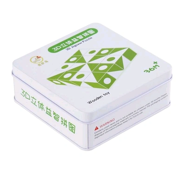 Wooden Pattern Cube 30 Geometric Shape Sorting Block Green/ Montessori Toys Toys for Kids.