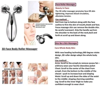  3D Manual Roller Face Body Massager Skin Lifting Wrinkle Remover Facial Massage For Relaxation and Tightening (Silver)