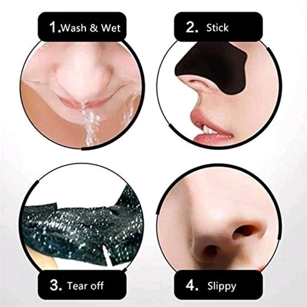 Deep Cleansing Forehead Blackhead Remover Pore Cleanser Bamboo Charcoal Nose Strips for Women Removes Whiteheads with Natural Aloe Vera & Witch Hazel Extracts Activated Charcoal (Black Color, Pack Of 5)