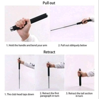 Personal Safety Foldable Stick with Comfortable Grip and Nylon Bag Cover Professional Multitool For Self-Defense and Security For Men and Women (Colour: Black/Silver).